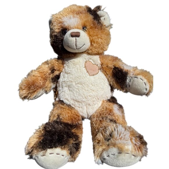 Build-A-Bear Plush Calico Cat Teddy Heart Patch Stitch Stuffed Toy Support Pet - Picture 1 of 16